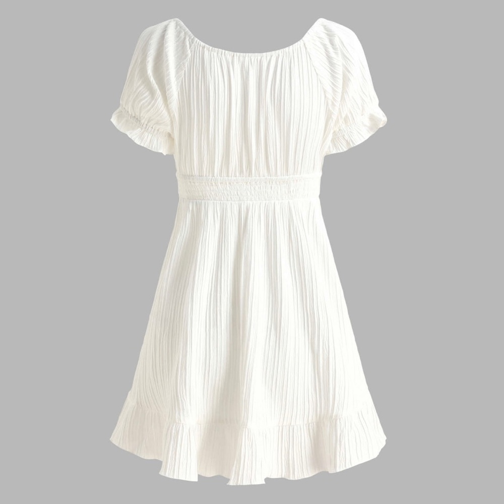 Solid Texture Cut Out Mini Dress, M46 - Picture 4 of 6